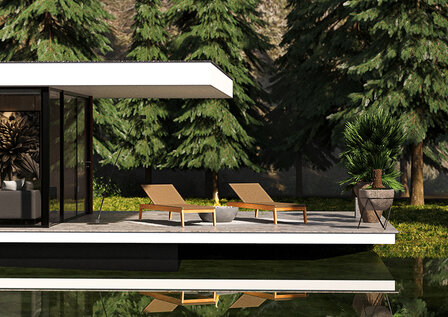 Traditional Teak NOAH lounger / Liege (Schwarz)