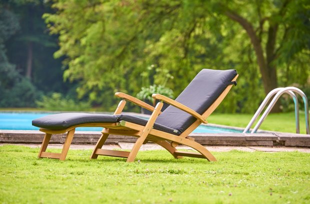 Traditional Teak KATE deckchair / Liegestuhl (Taupe)