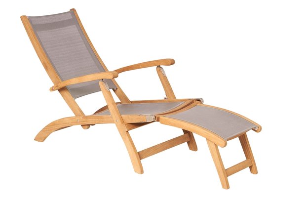 Traditional Teak KATE deckchair / Liegestuhl (Taupe)