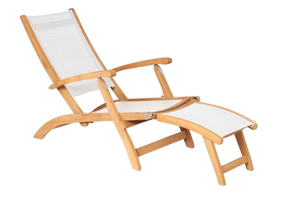 Traditional Teak KATE deckchair / Liegestuhl (Wei&szlig;)