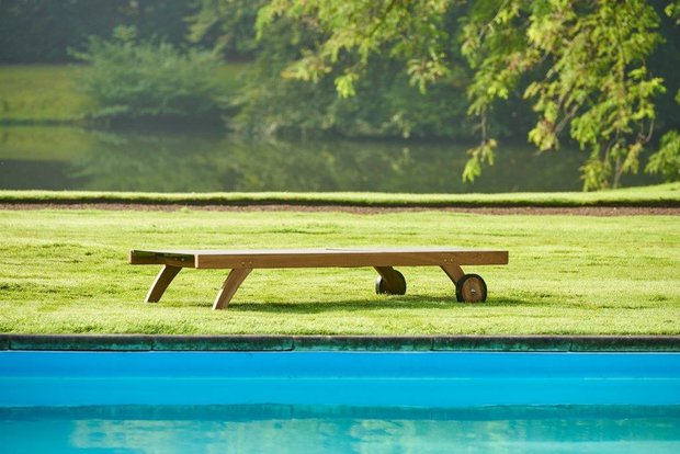 Traditional Teak KATE lounger / Liege (Wei&szlig;)