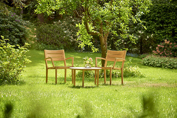 Traditional Teak MANON Beistelltisch &Oslash; 70 cm