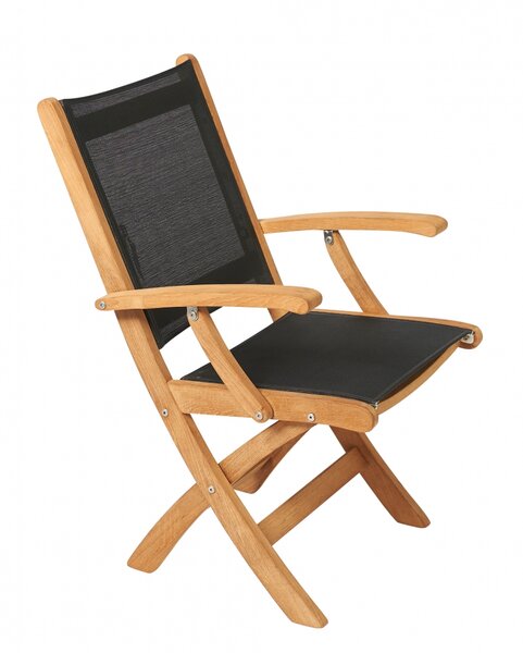 Traditional Teak KATE folding armchair / Klappsessel (Schwarz) 