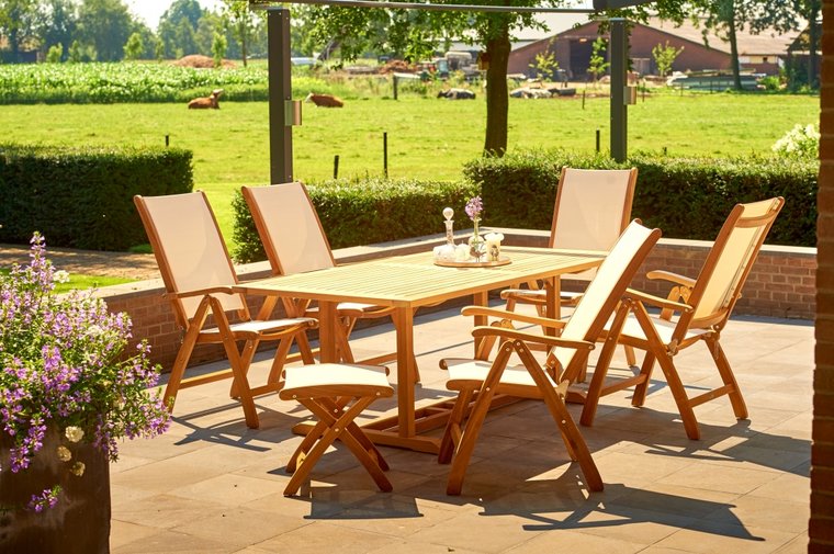 Traditional Teak KATE Fu&szlig;hocker (Schwarz)