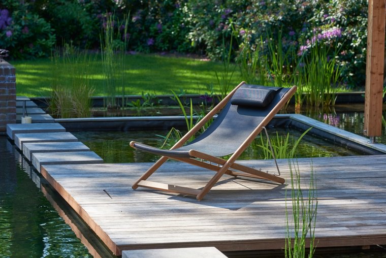 Traditional Teak KATE relax chair (schwarz)