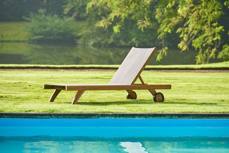 Traditional Teak KATE lounger / Liege (Taupe)