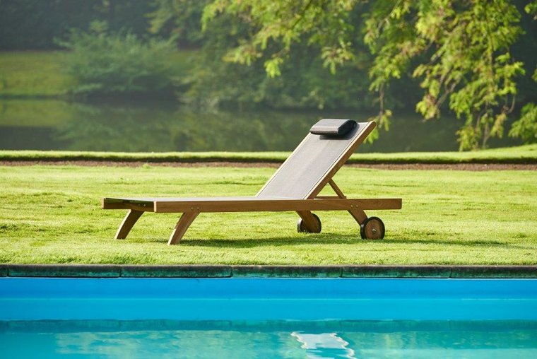 Traditional Teak KATE lounger / Liege (Taupe)